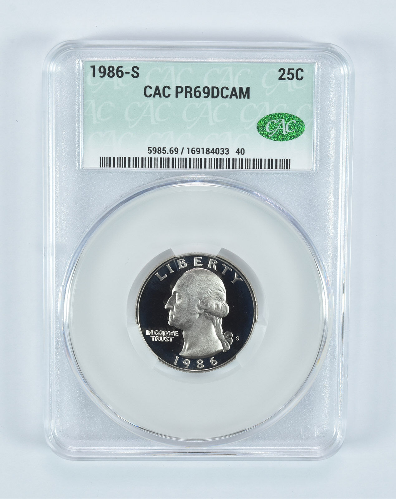 1986-S Washington Quarter PR69 DCAM CAC CACg