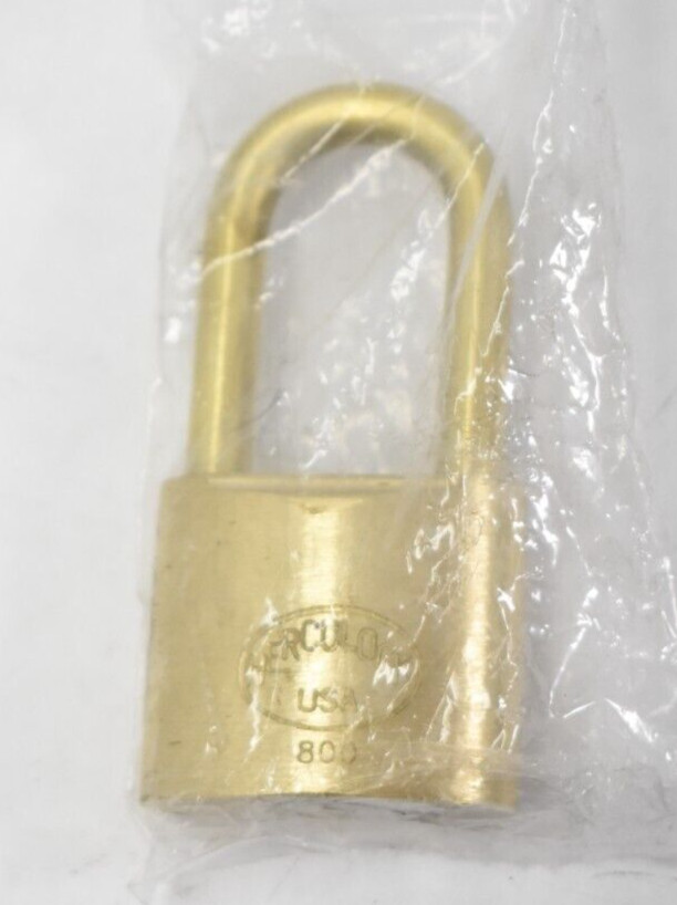 Brass Herculock Padlock 800 Shackles AEP Logo M-D U CO USA Made No Key