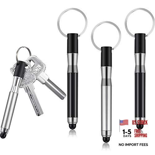 4 Pieces Mini Stylus Pen with Keyring Loop 3-in-1 Accessory Bullet Capacitive
