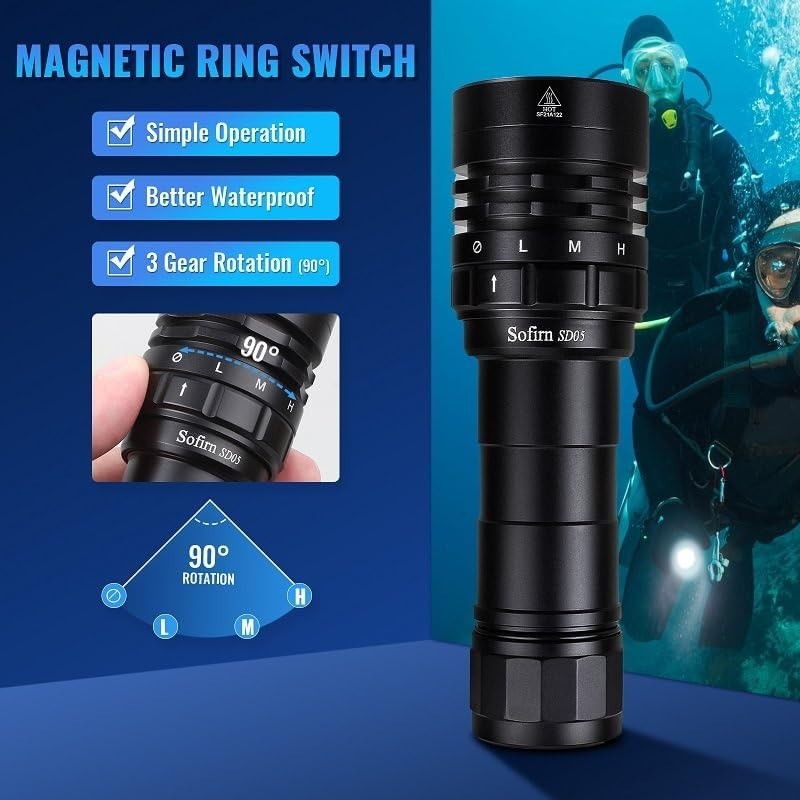77outdoor Sofirn 3000 Lumen Dive Light, Scuba Diving Flashlight, Waterproof 100M