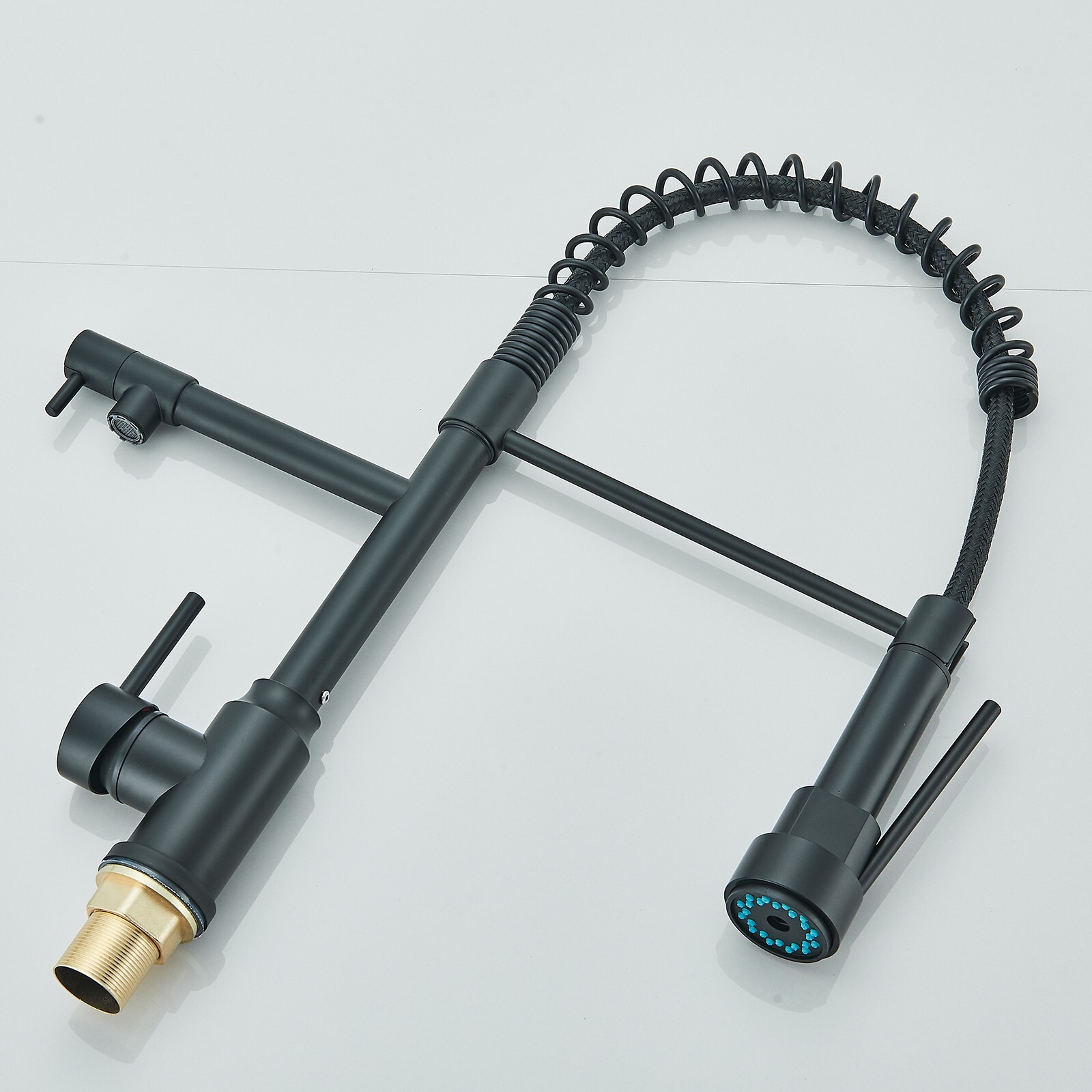 Black Spring Kitchen Faucet Pull Down Sprayer Swivel Single Handle Sink Mixer