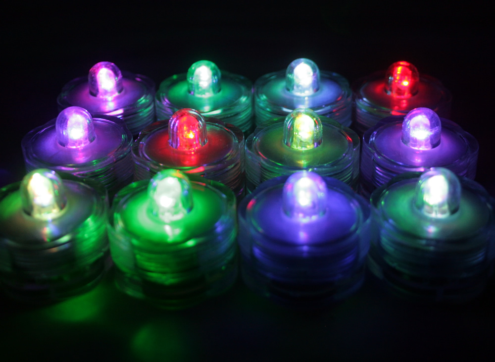 24 Multi Color Change Led SUBMERSIBLE Wedding Waterproof Floral Decor Tea Light