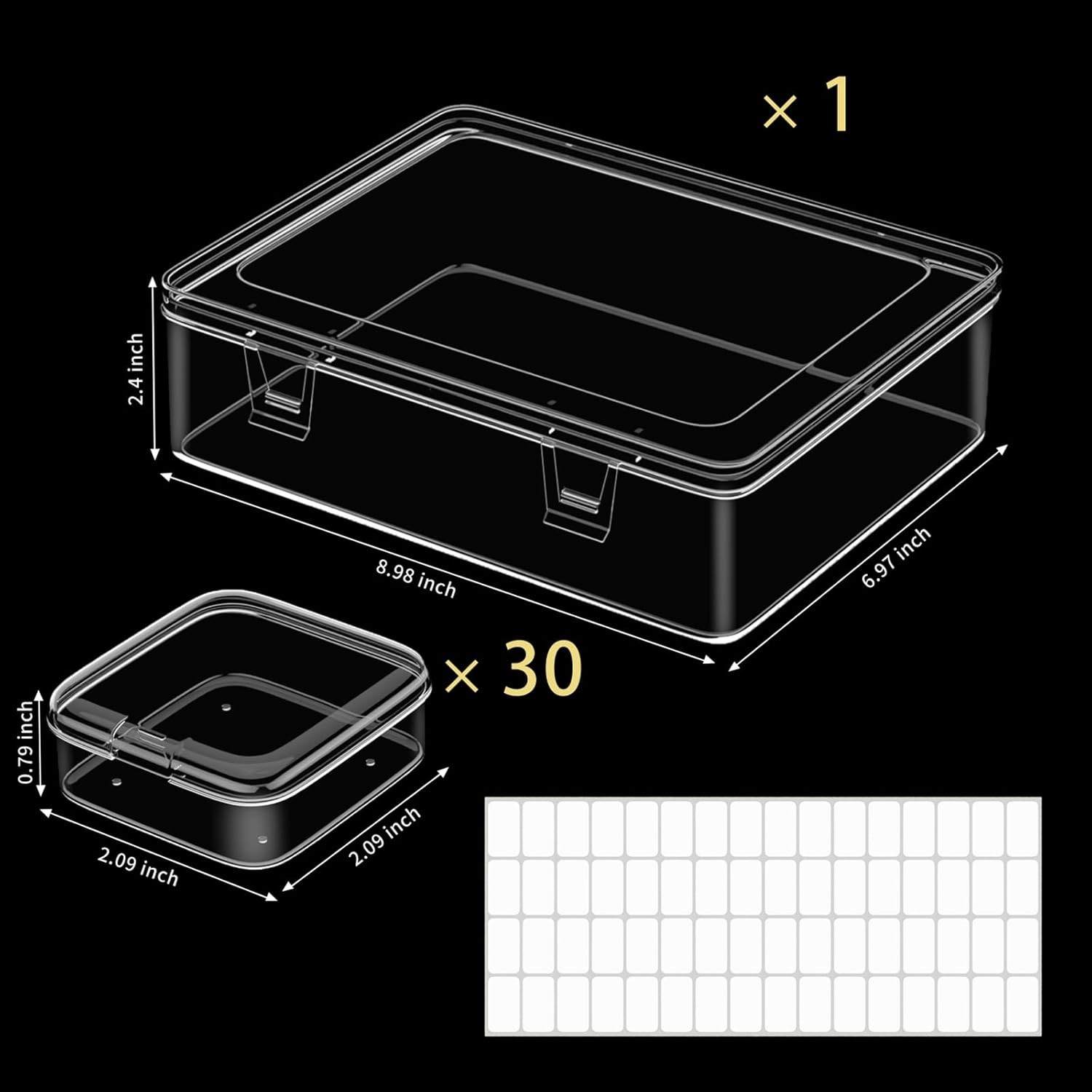 Bead Organizer Box, 30pcs Small Clear Plastic Storage Containers, Craft Storage