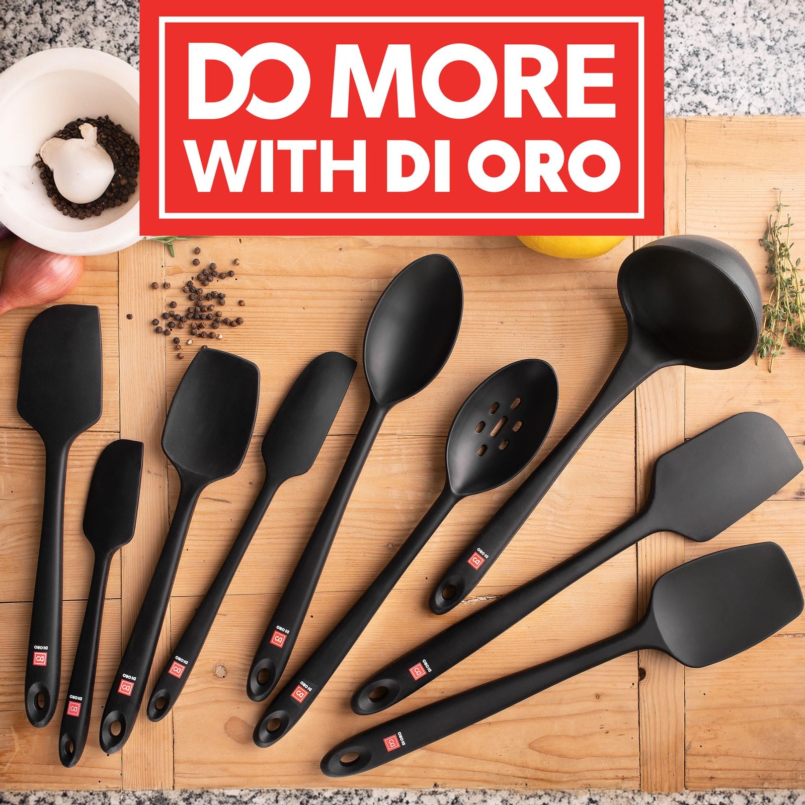 Silicone Spatula Set 3 Piece Heat Resistant Kitchen Utensils Black