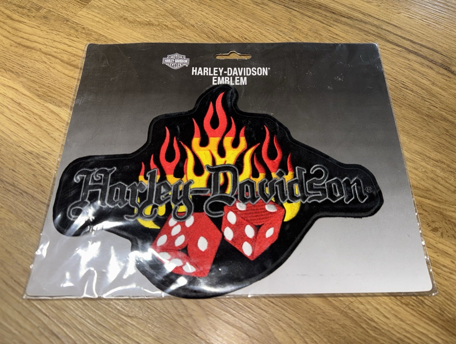 Harley-Davidson Emblem Patch with Flames and Dice