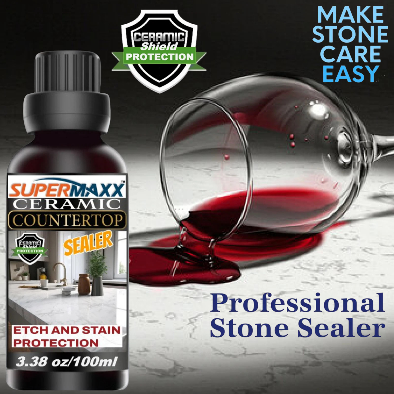 COUNTERTOP MARBLE QUARTZ PROTECTION ETCH & STAIN RESISTANT CERAMIC CLEAR SEALER
