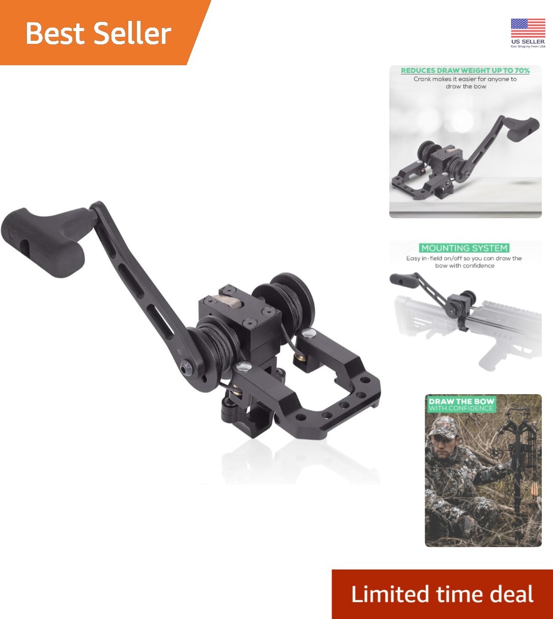 Compact Archery Power Draw System - Reduces Draw Weight and Fits Most Crossbows