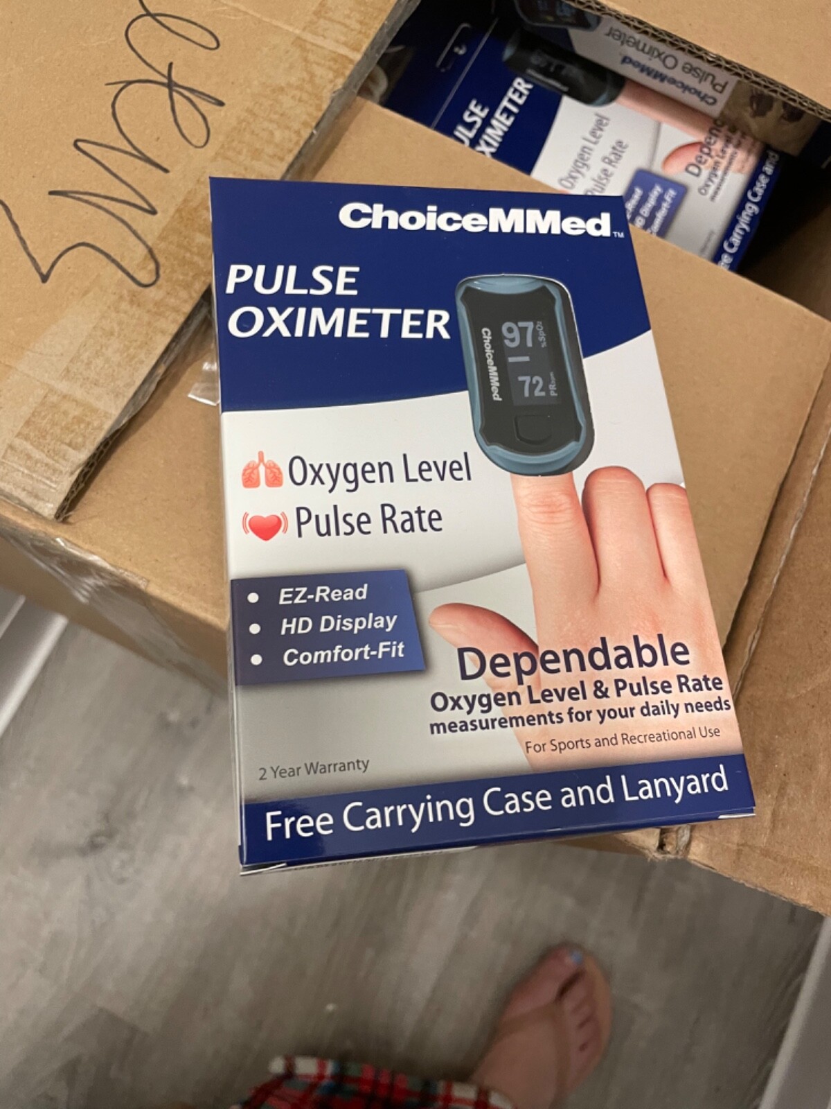 ChoiceMMed PT645C Finger Pulse Oximeters - Sky Blue