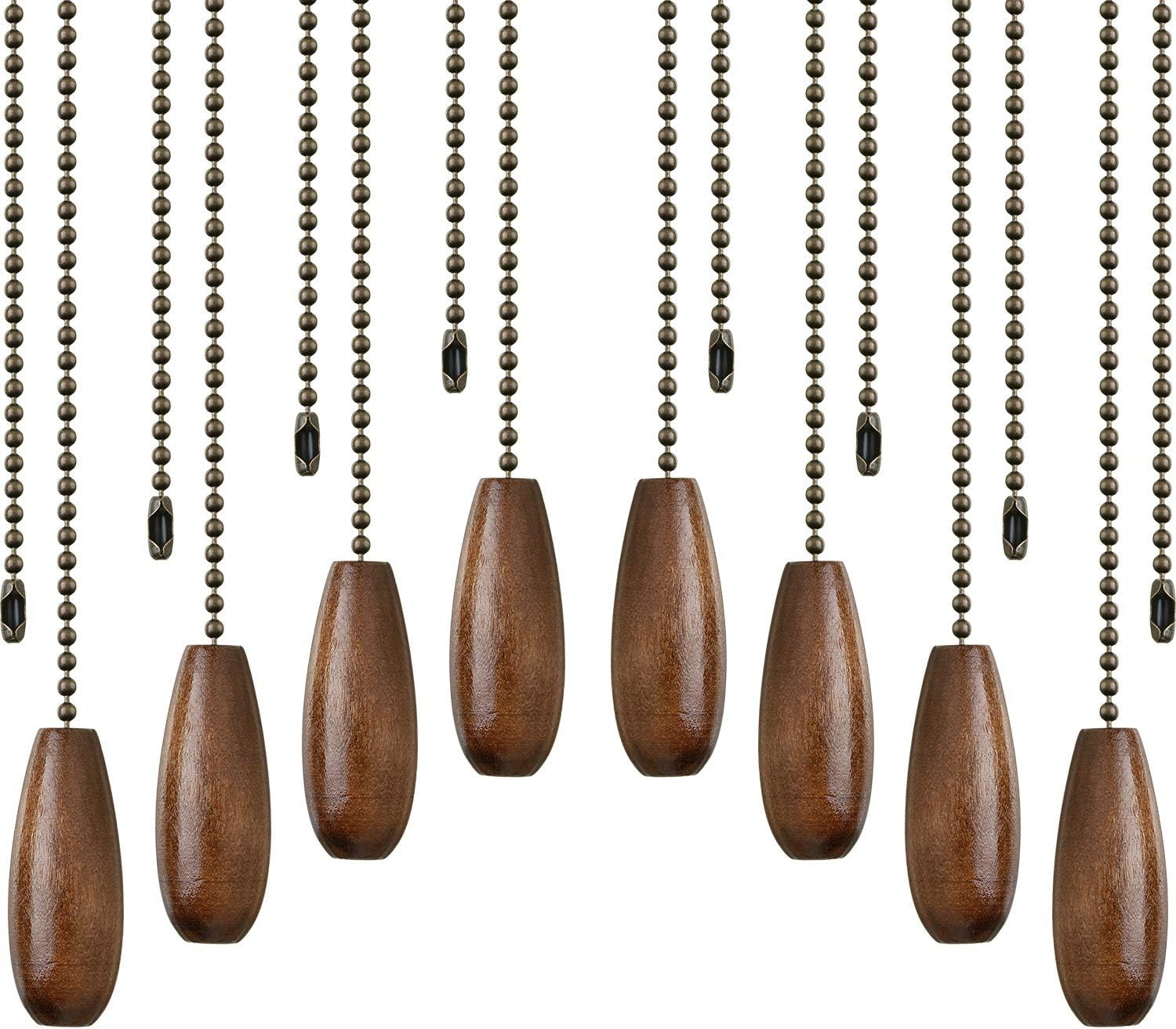 8 Pieces Ceiling Fan Pull Chains Extender Wooden Pendant Pull Chain Extension fo
