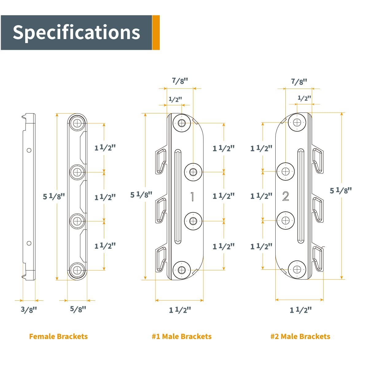 71425-P2 Surface Mounted Bed Rail Brackets, Bed Frame Fasteners Hardware with...