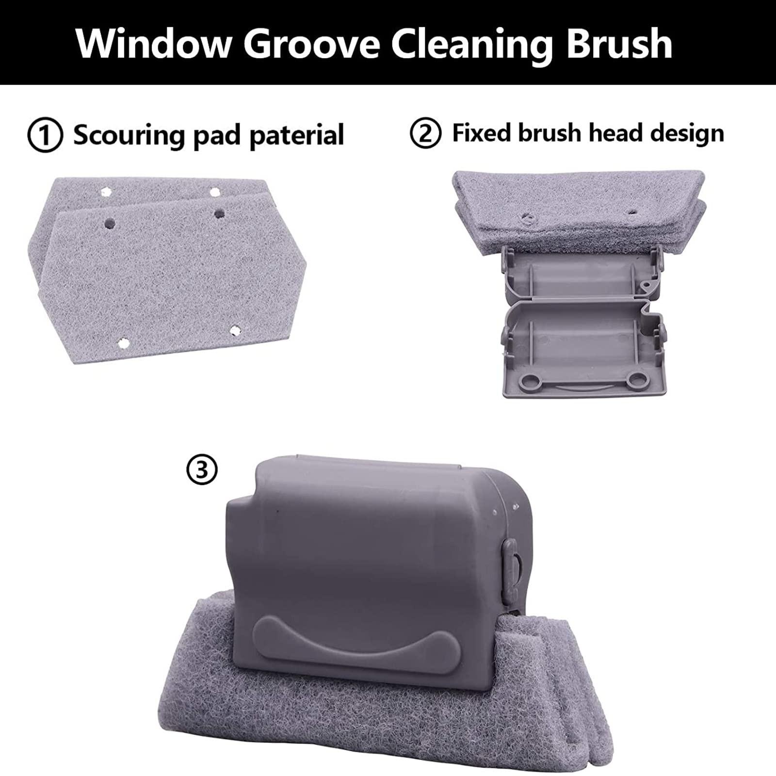 Magic Window Track Cleaner Tool Set - 3 Groove Gap Cleaning Brush + 2 Window ...