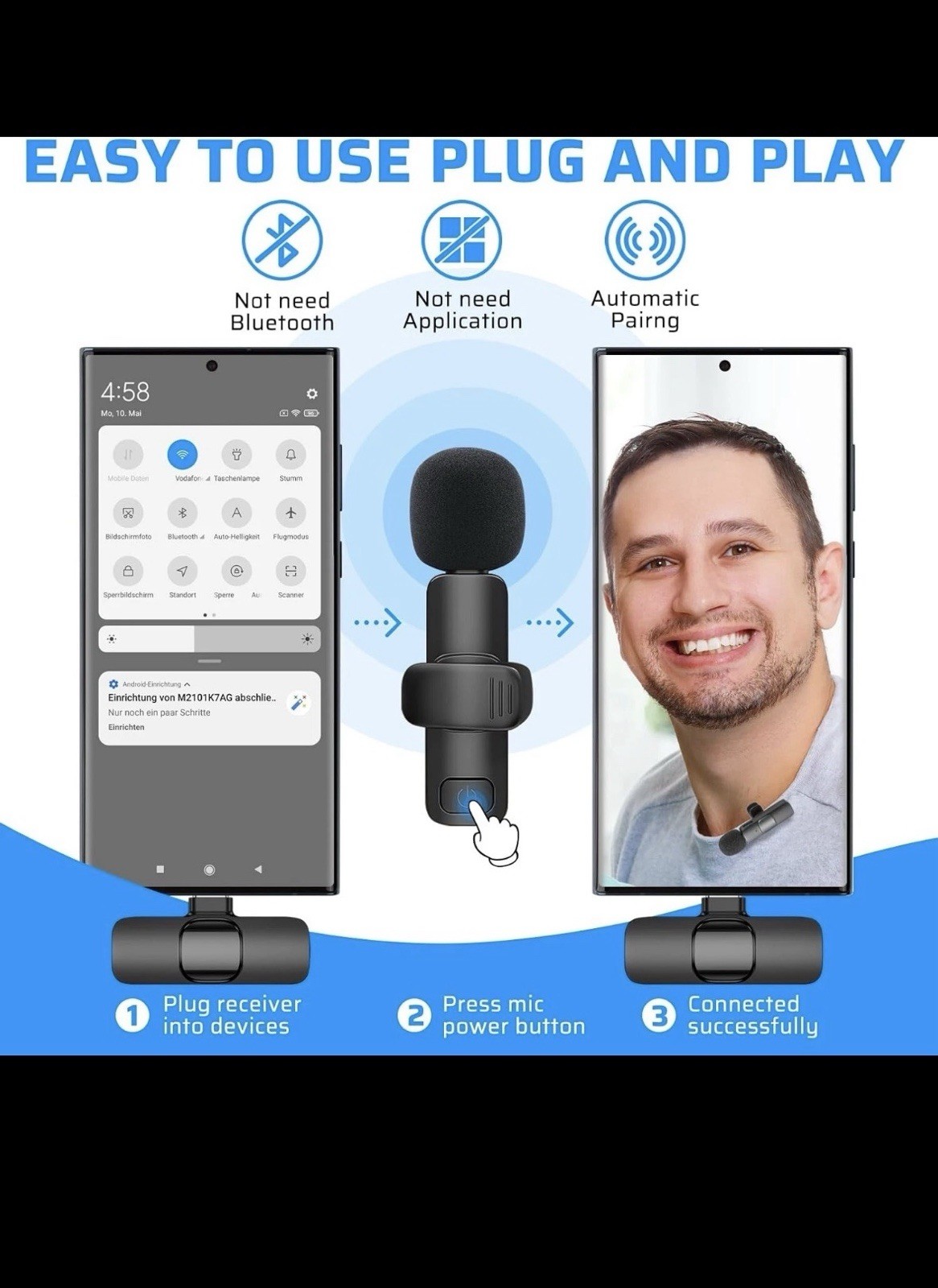 Microfono mini inalambrico de para celular iPhone solapa 2 mic