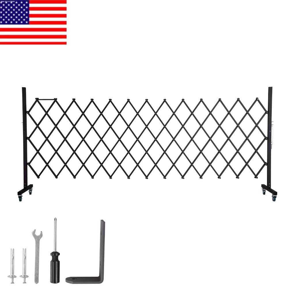 Retractable Outdoor Fence Expandable Barricade with Casters Free Standing Safety