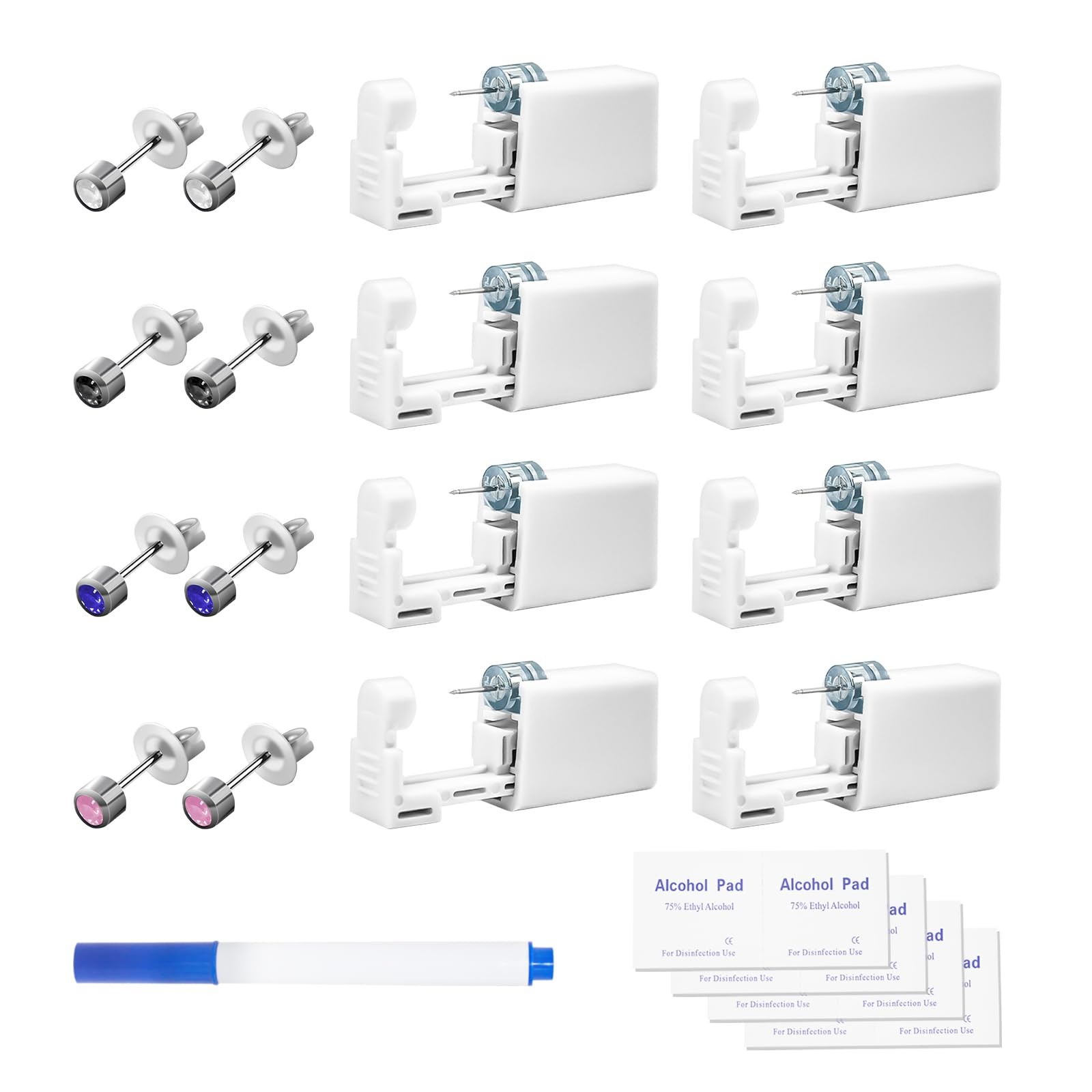TAOJIANGYAOYAO 24 Pieces Ear Piercing 24-Pieces 4mm Earrings Stud, Silver