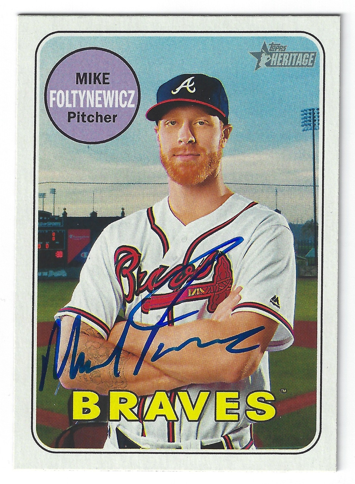 MIKE FOLTYNEWICZ ATLANTA BRAVES SIGNED HERITAG CARD TEXAS RANGERS HOUSTON ASTROS