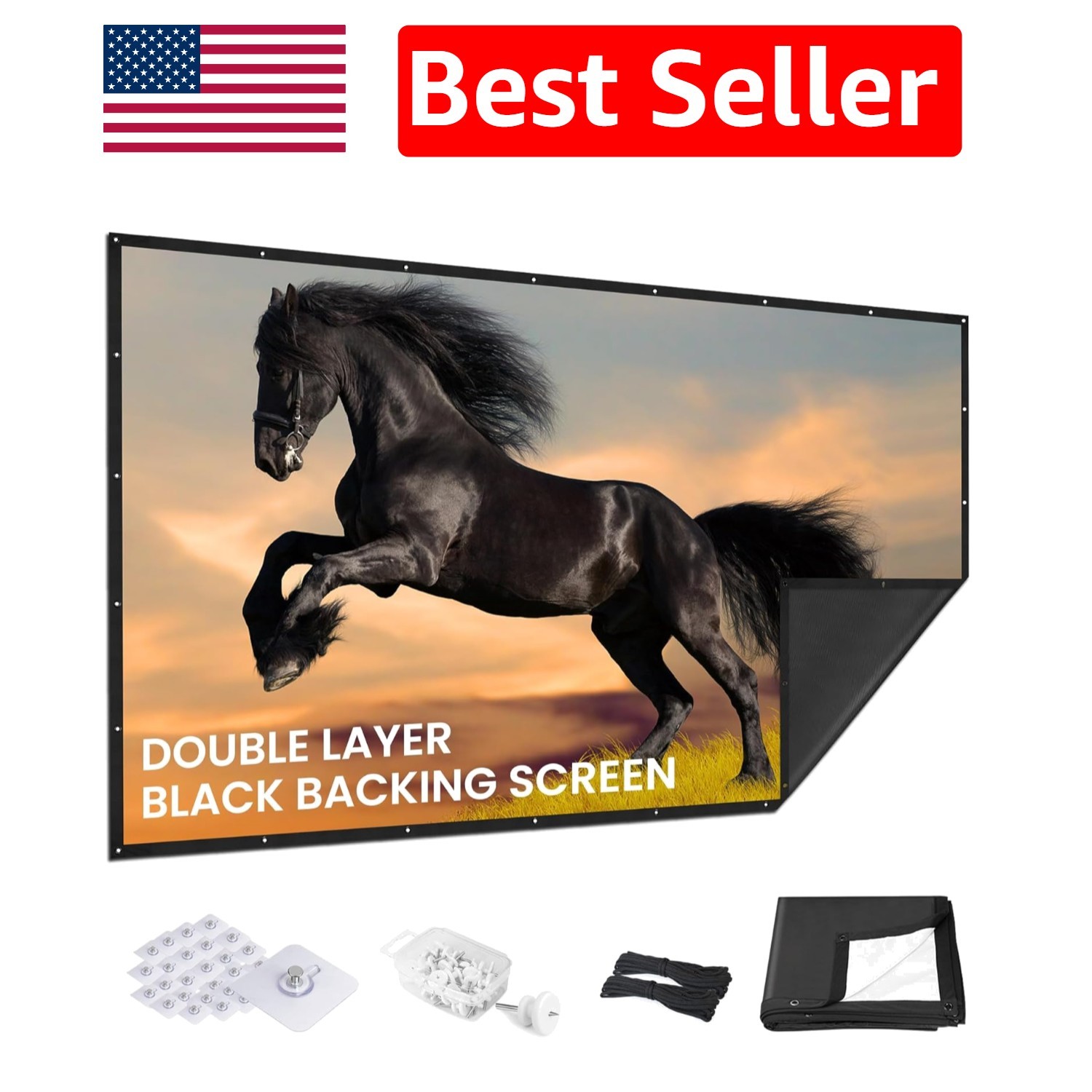 Upgraded 150 Inch Washable Projector Screen - Indoor & Outdoor Cinema Ready
