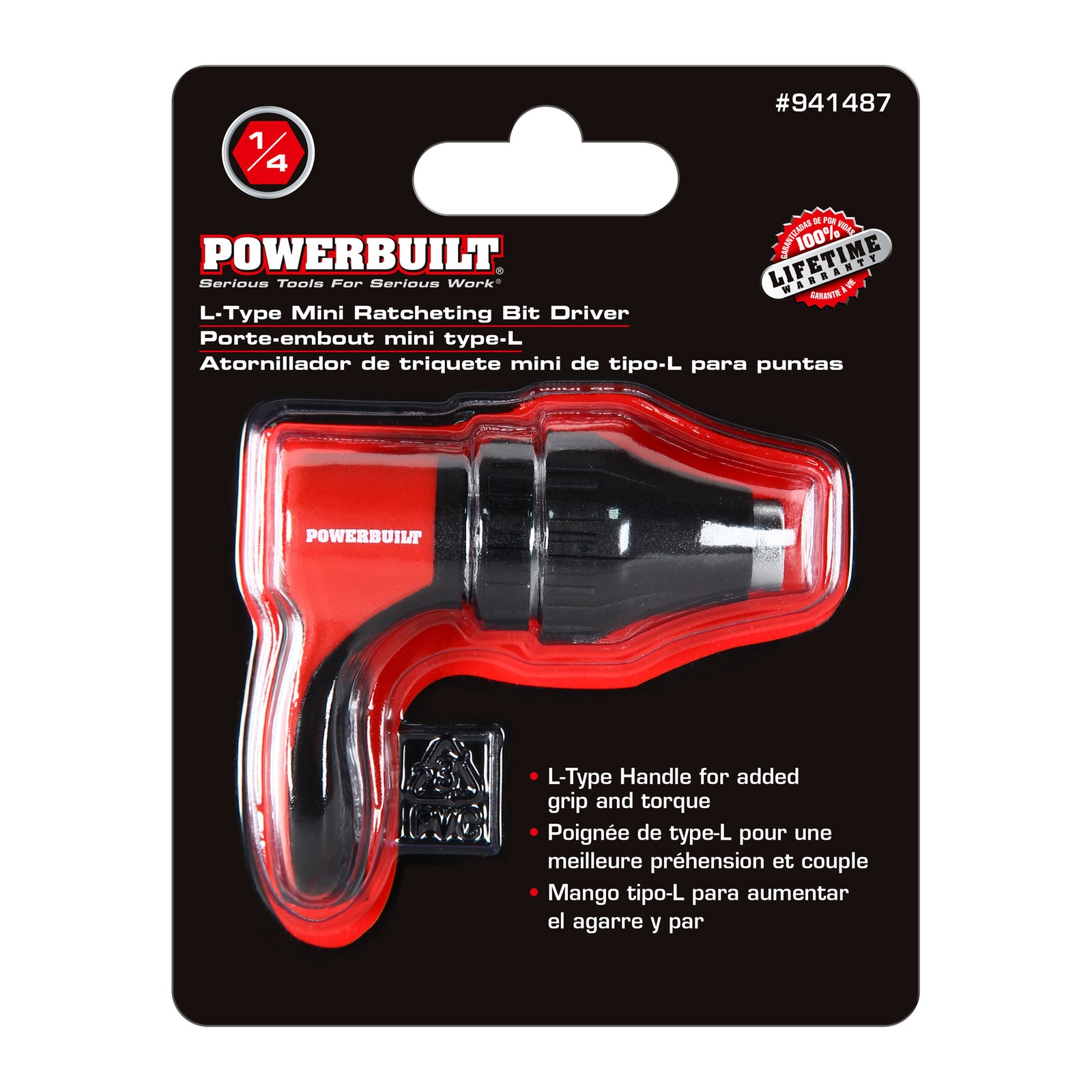 Powerbuilt L-Type Mini Ratcheting Bit Driver - 941487