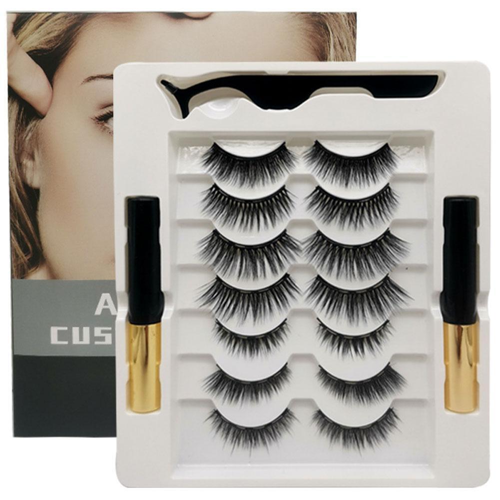 7Pairs/Set Magnetische Wimpern Mit Eyeliner Pinzetten U1F3 Schi Falsches V1 S9Z3