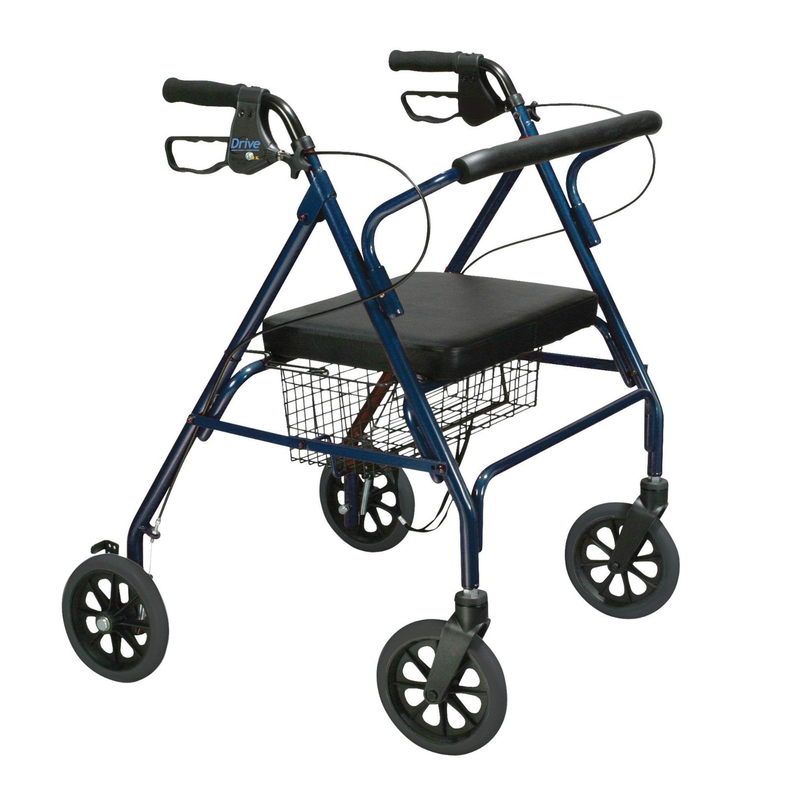 Drive 10215BL-1 Bariatric Foldable Rollator Walker with Seat, Blue, Up To 500lb