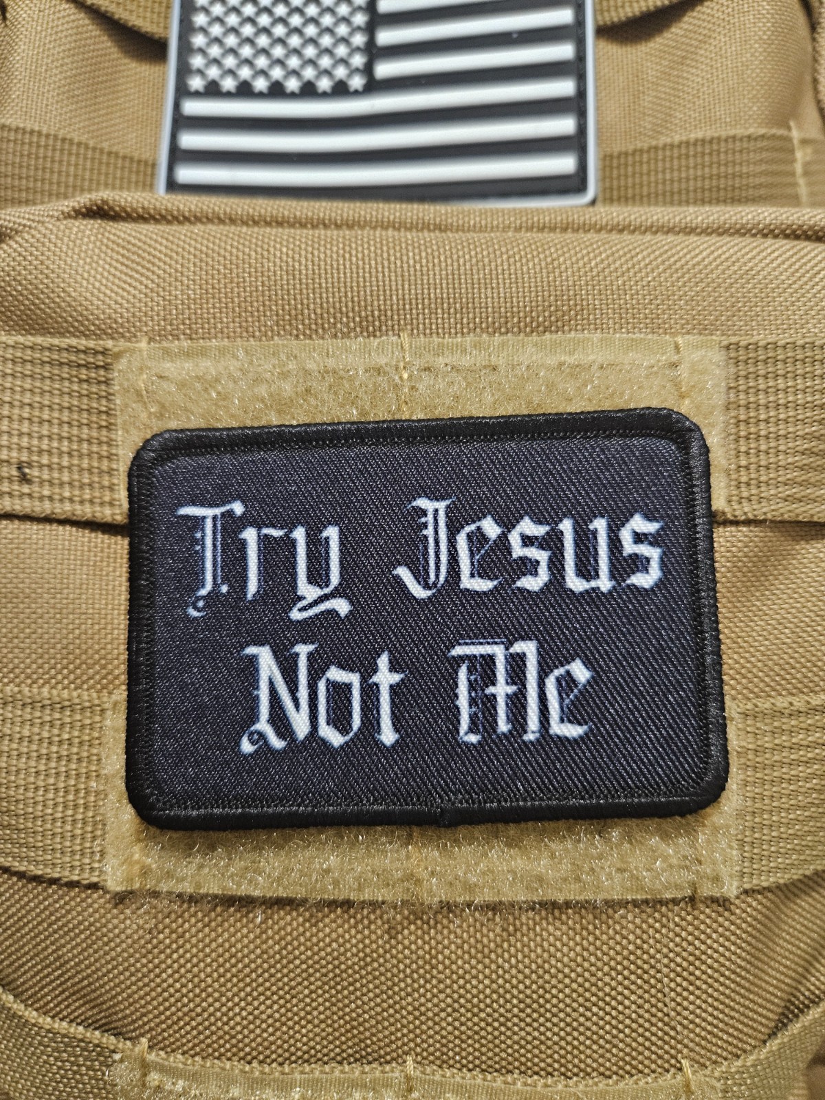 Try jesus not me meme 2"x3" hook & loop funny patch