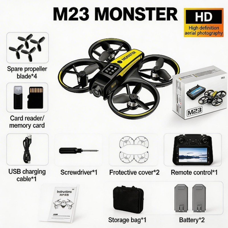 M23 Drone,4.5 Screen,4K Dual Camera,Brushless Motor,FPV,2 Batteries,Smart Follow