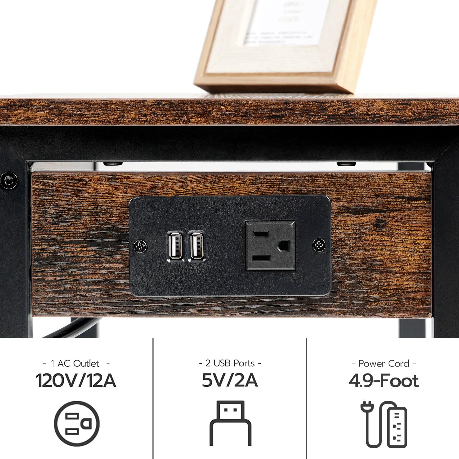 HOOBRO Printer Stand for Desk, 15.7'' x 11'x 11.2'', Rustic Brown + Black