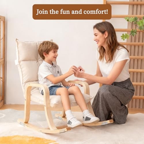 Kids' Recliners，Rocker and Stationary Options, Sensory Rocking Chair for Beige