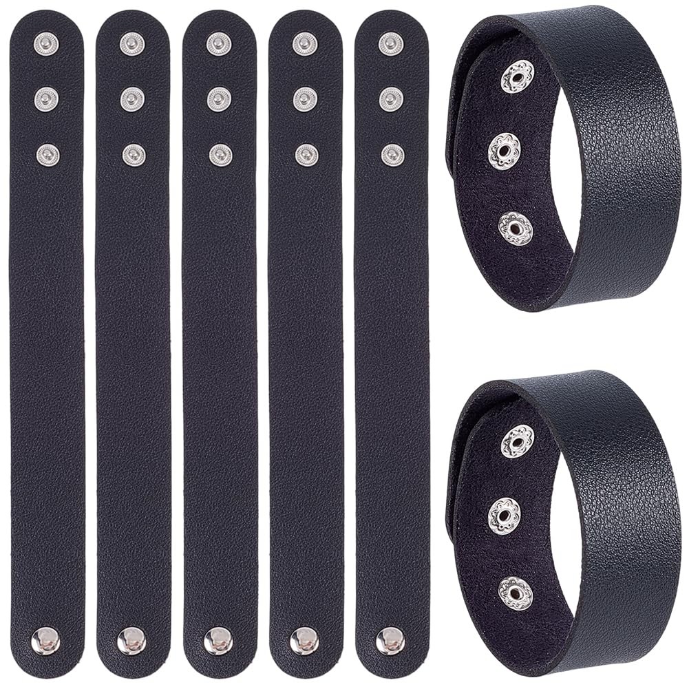 CALFOVERA 12PCS 8.98 x 0.98 Inch PU Leather Bracelet Blanks Adjustable Plain ...