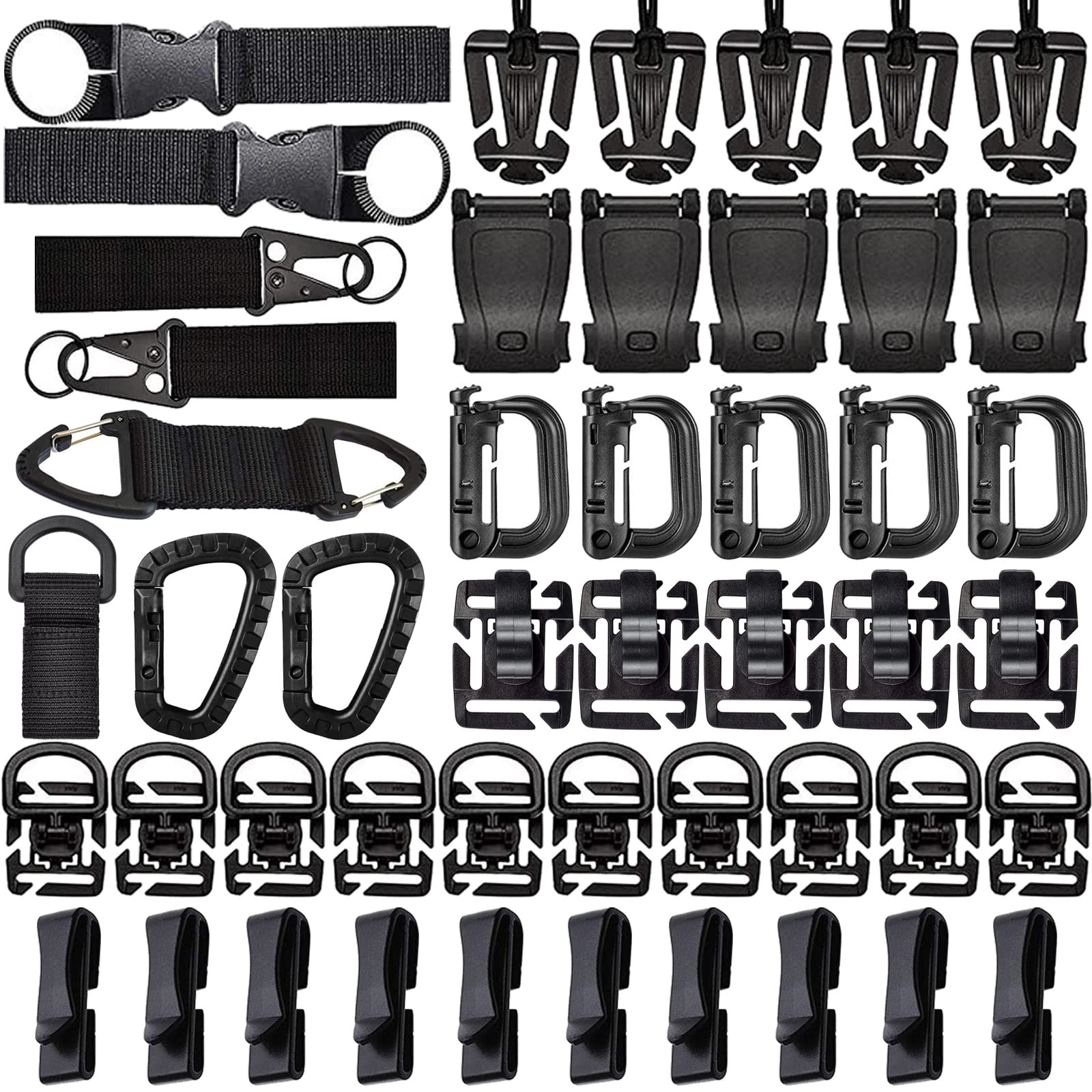ZUSHALLMY 48 PCS MOLLE Accessories Kit, Upgraded Attachment One Size, Black