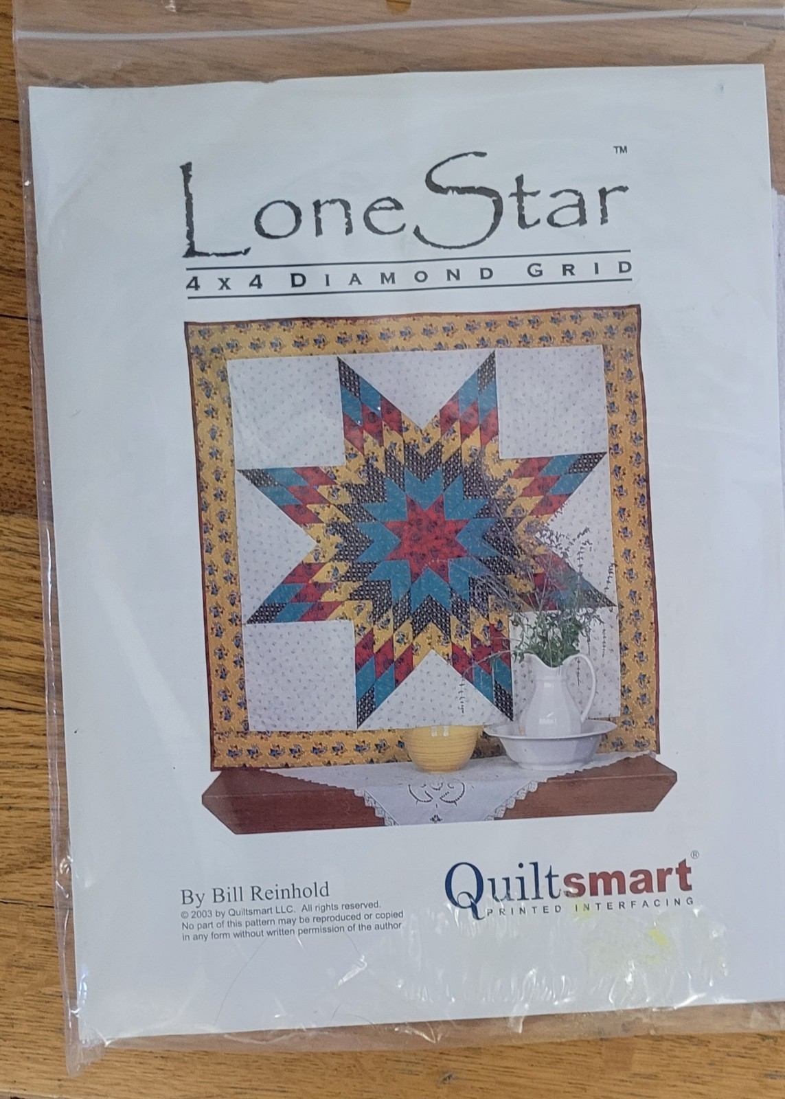 QUILTSMART Printed Interfacing LONE STAR 4X4 DIAMOND GRID Wall Hanging NIP