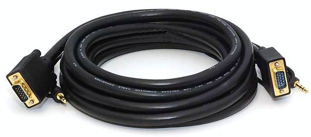 25FT VGA SVGA M/M Monitor Cable with 3.5mm Audio 25' NEW FAST SHIP