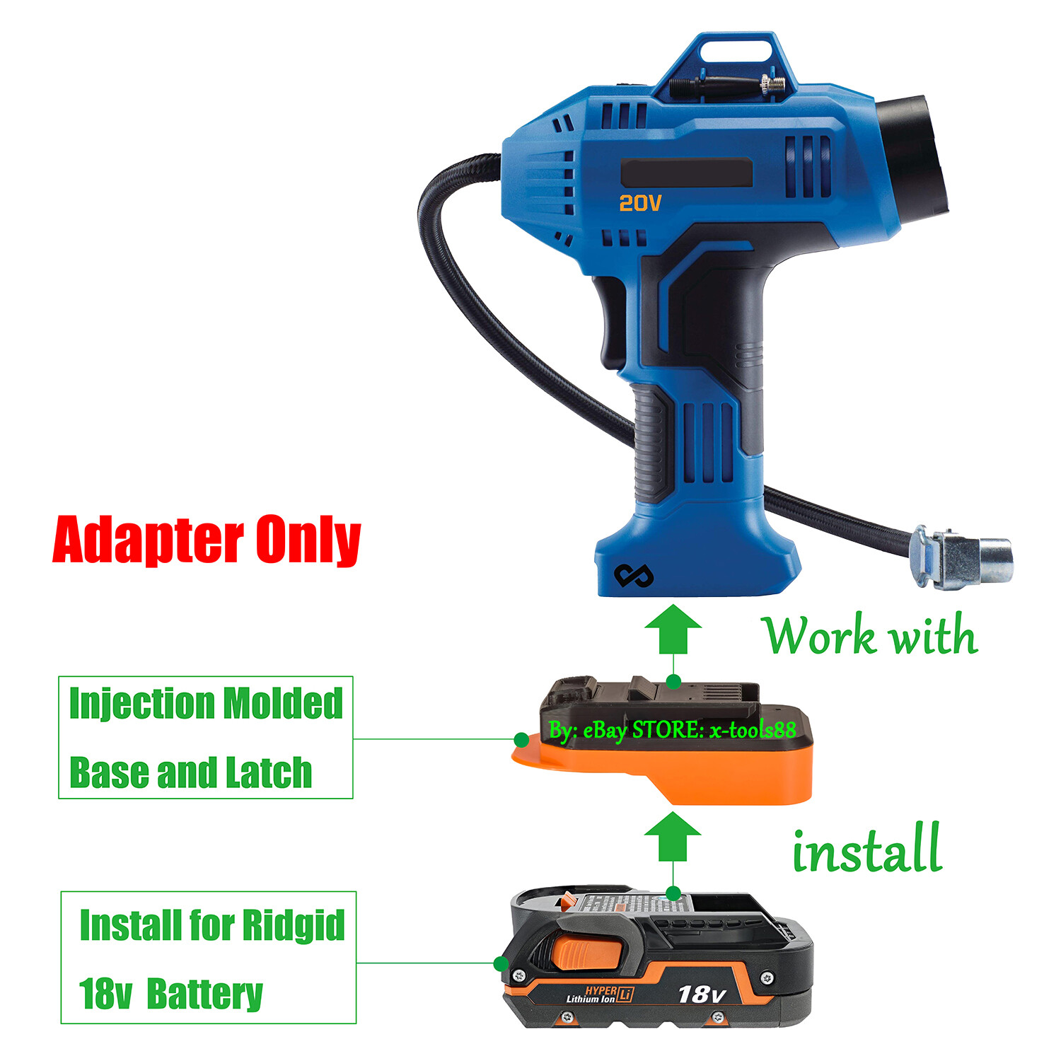 1 Adapter for Mastercraft PWR-POD 20V Cordless Tool To Ridgid 18v Li-Ion Battery