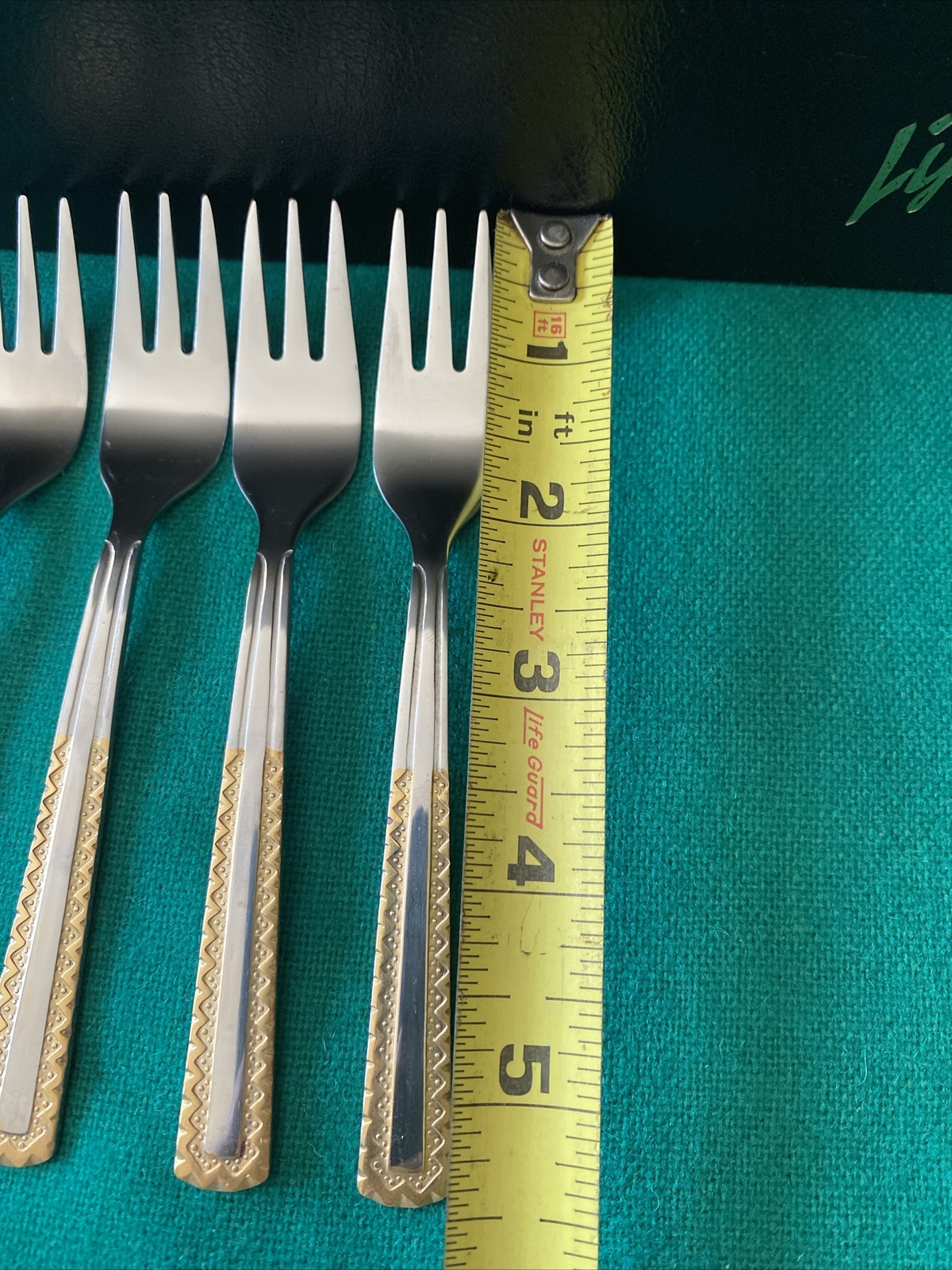 New 4 SOLIGEN GERMANY 18/10 Stainless & GOLD Accent Flatware Forks