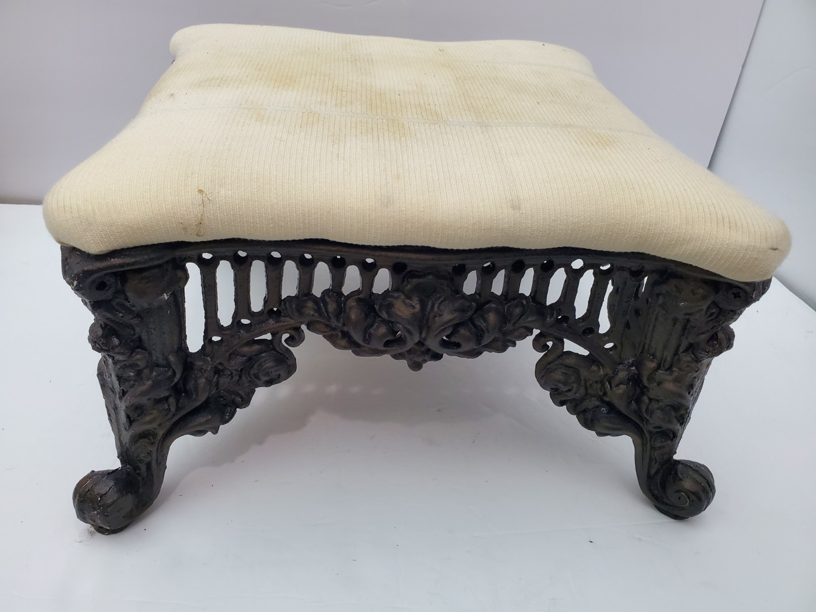 Victorian Style Cast Iron Footstool 14X14"