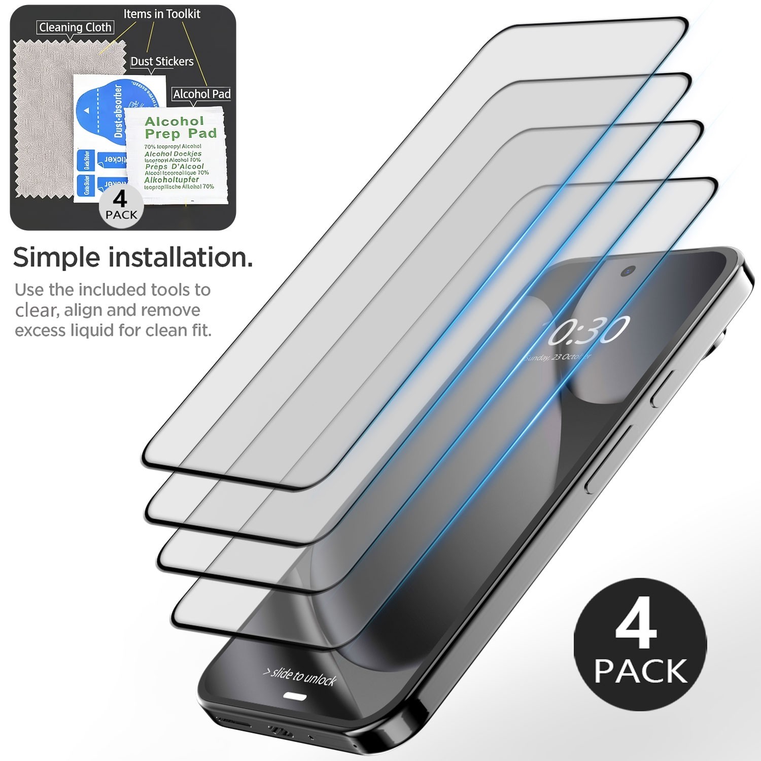 4X For Google Pixel 10 Pro XL Clear Tempered Glass Screen Protector Transparent