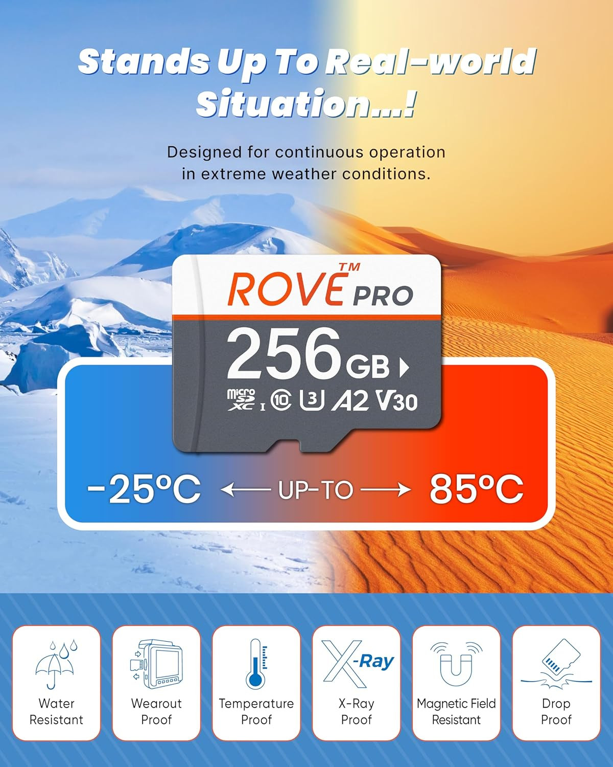 256GB PRO Micro SD Card with SD Adapter - 100MB/s, U3, A2, 4K Ready