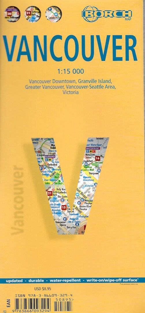 Map of Vancouver, Canada, Laminated & Folded by Borch Maps