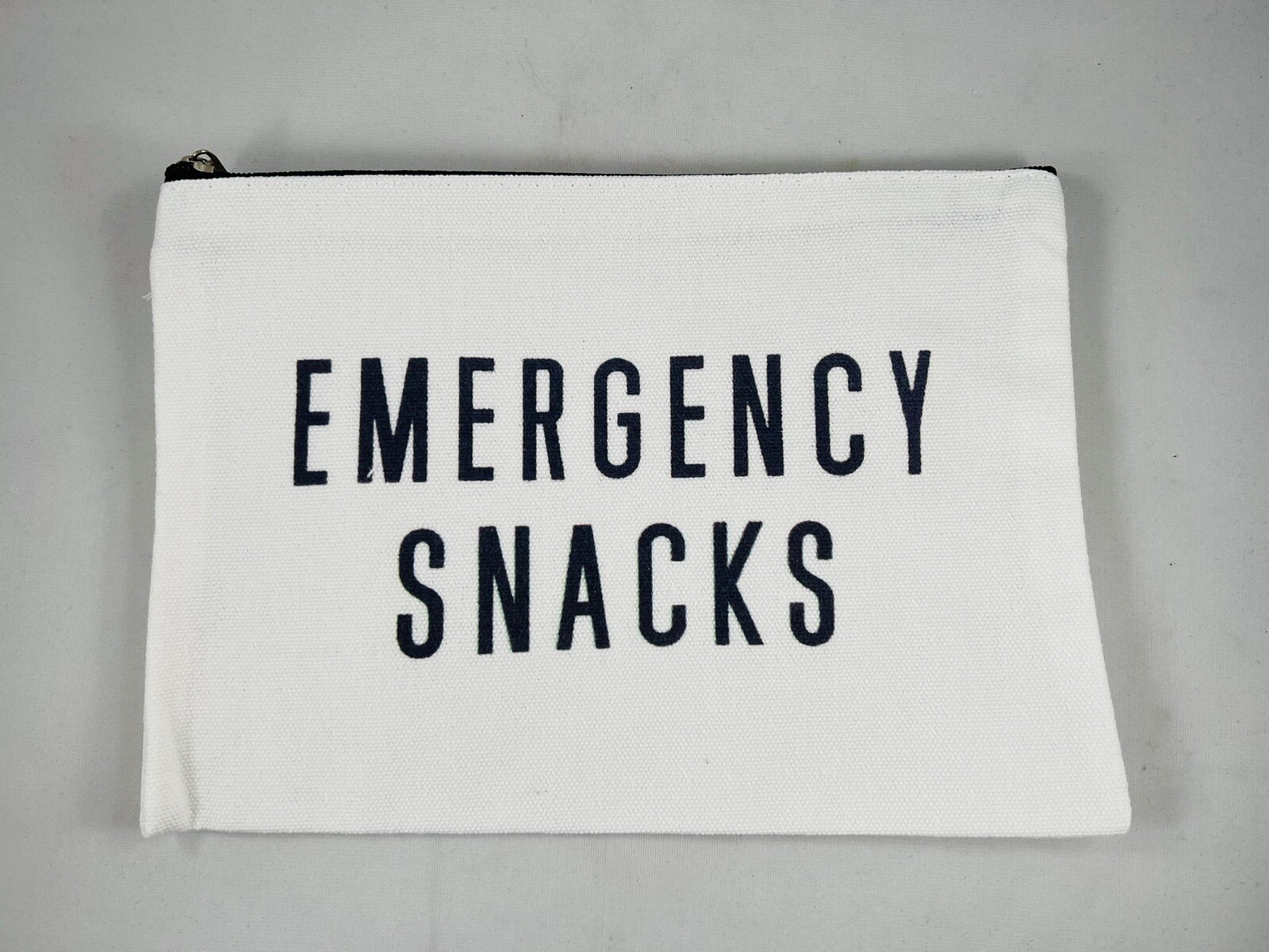 "Emergency Snacks" Printed Both Sides Canvas Zippered Pouch 8.75" x 6.25"