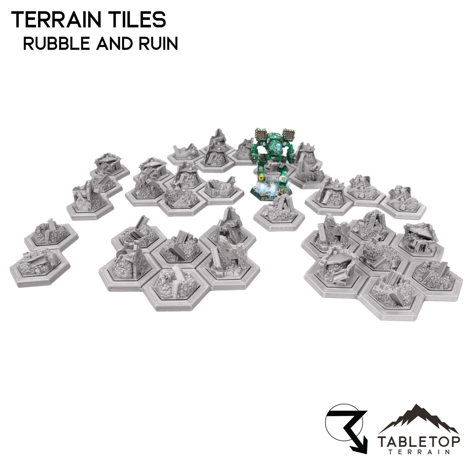 HEXTECH Rubble and Ruin Terrain Tiles - 6mm - Small Scale Mech Wargames 6mm 8mm