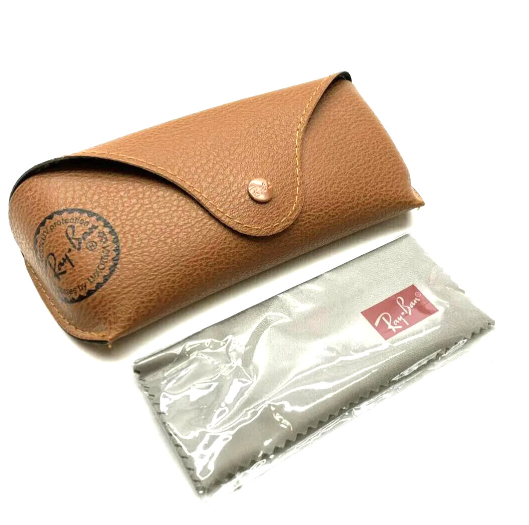 NEW Ray ban Brown Leather Pouch Universal Soft Sunglasses Case /Cleaning Cloth