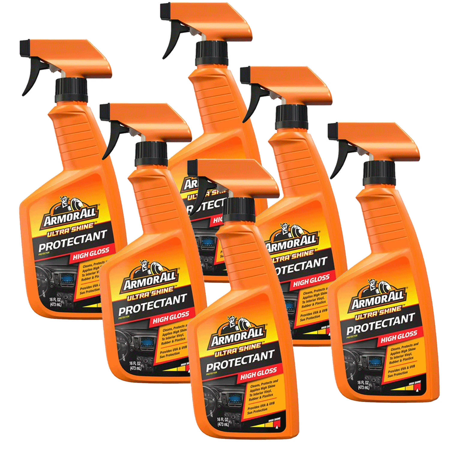 Ultra Shine Protectant Spray by Armor All, Interior Cleaner Spray, 16 Fl Oz 6-PK