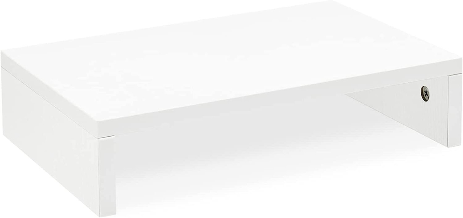 14.2 Inch White Monitor Stand Riser, Wood Monitor Riser with Storage for Desk Sm