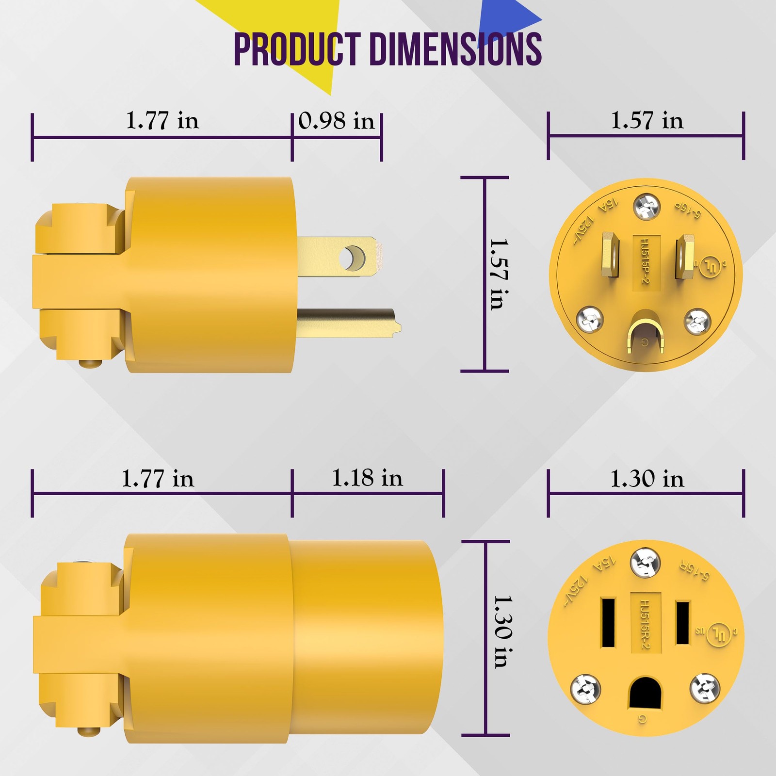 ENERLITES Electrical Replacement Plug & Connector Set, 1 Pack, Yellow