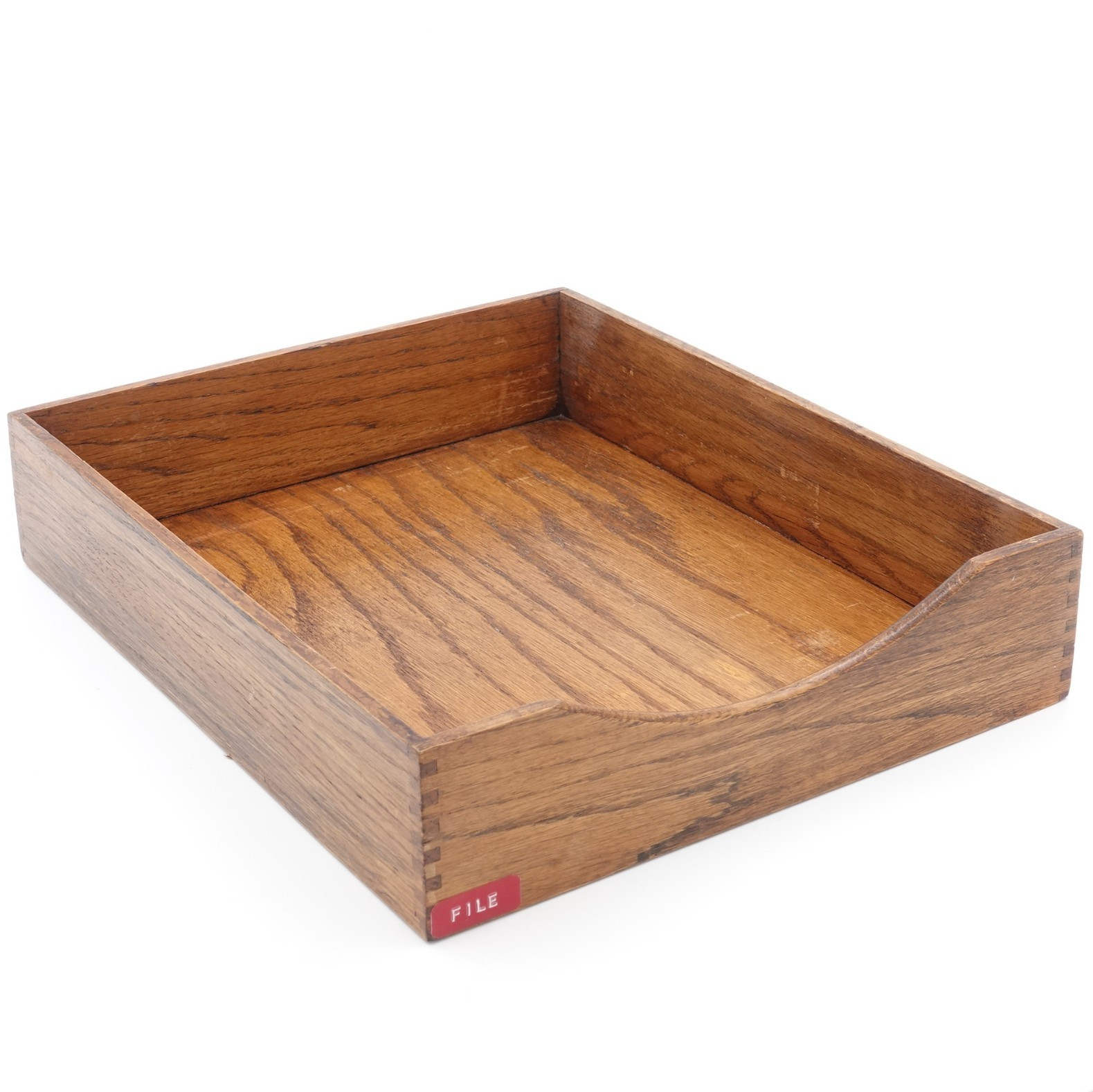 Wood File Tray Letter Box Dovetailed Corners 10.25" x 12.75"  x 2.5 Felt Backed