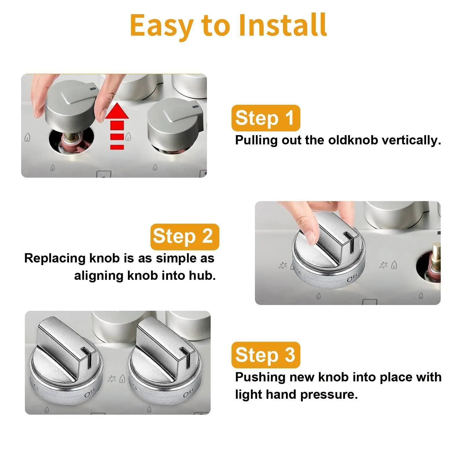 Easy Installation 5PCS Control Knob for GE Gas Range Stove Replacement Part