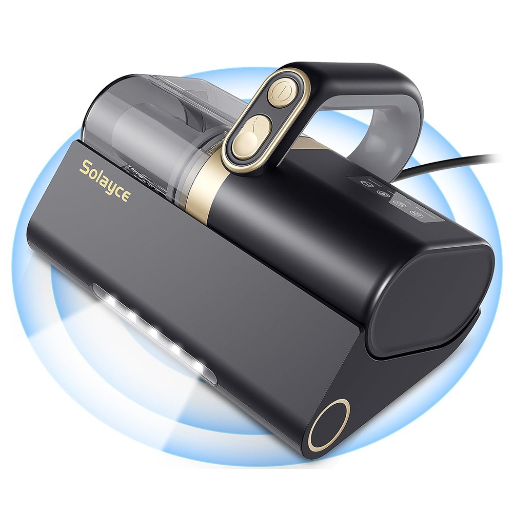 Solayce BV100 Anti-Mite Bed Vacuum Cleaner 16Kpa,500W with UV-C Light Double-Cup