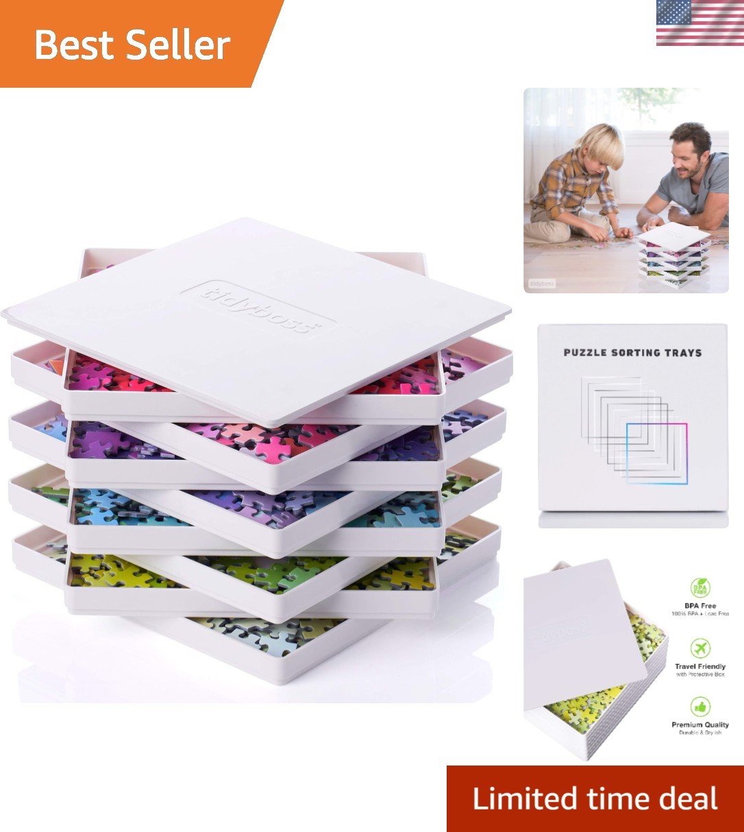 8 Puzzle Sorting Trays with Lid 8" x 8" - Portable Jigsaw Puzzle Accessories ...