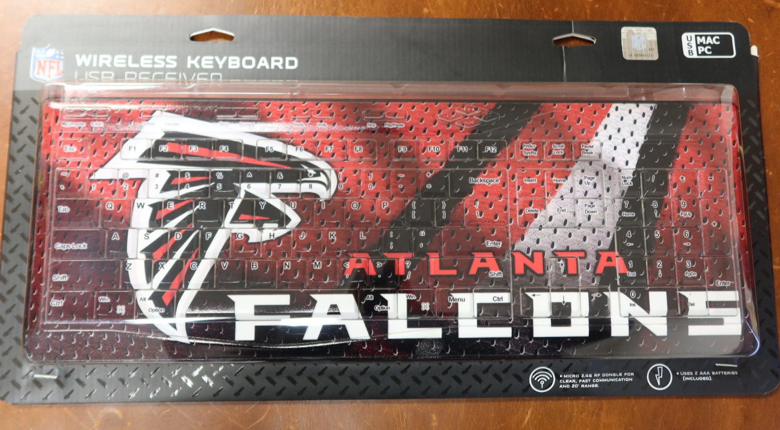 New NFL Atlanta Falcons Keyscraper Wireless Keyboard for Mac / PC