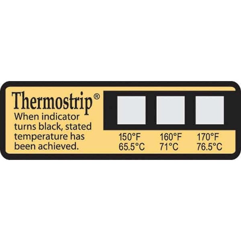 Irreversible Thermostrip Disinfection Indicator, 150-170F/65-77C; 16/Pk