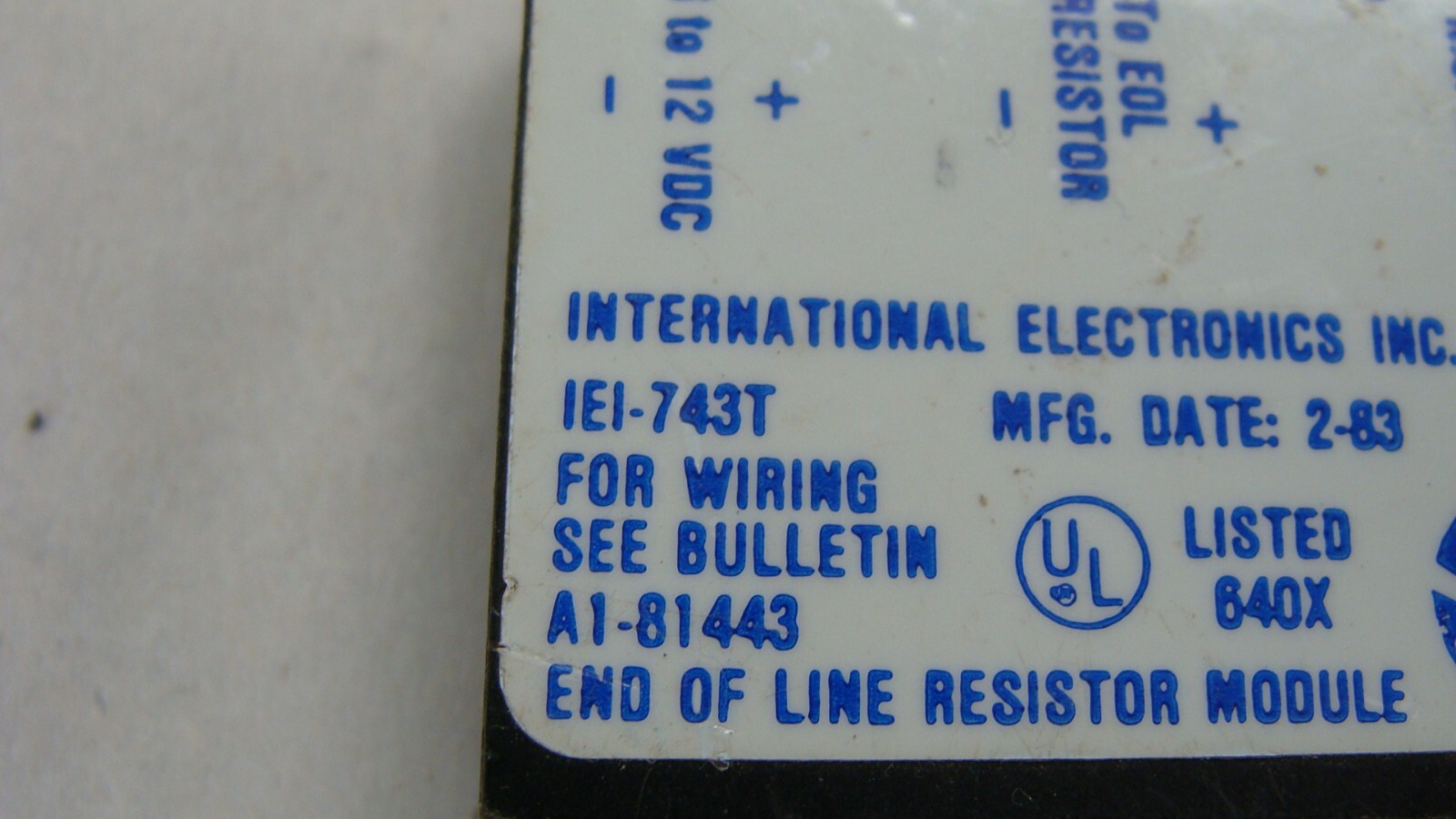 IEI 743T IEI-743T EOL RESISTOR MODULE